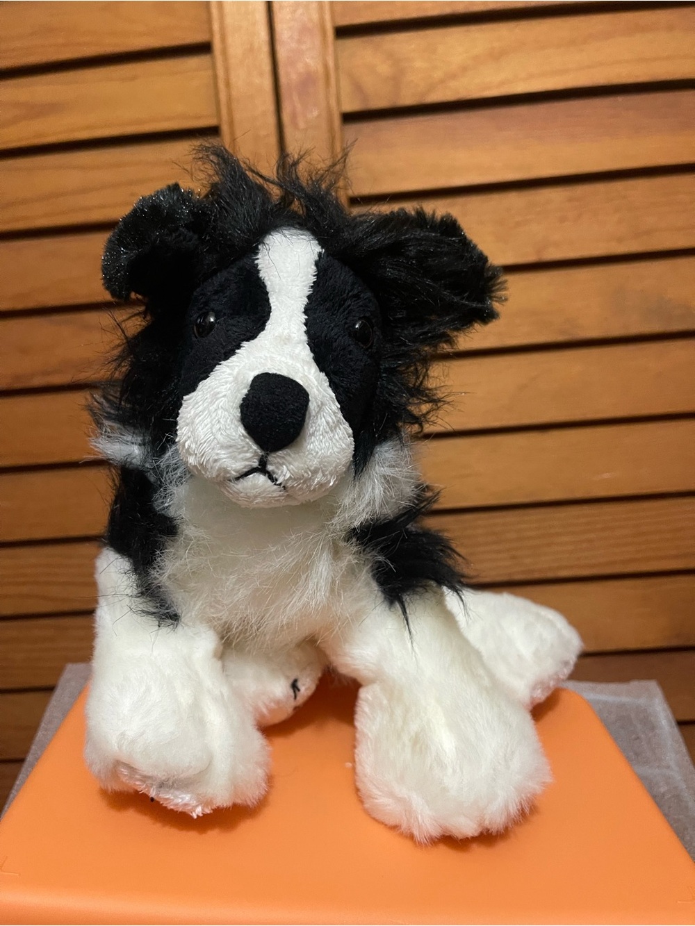 GANZ Black and White Border Collie Plush Dog